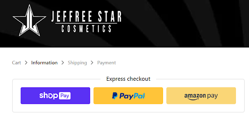 Jefree star cosmetics checkout page